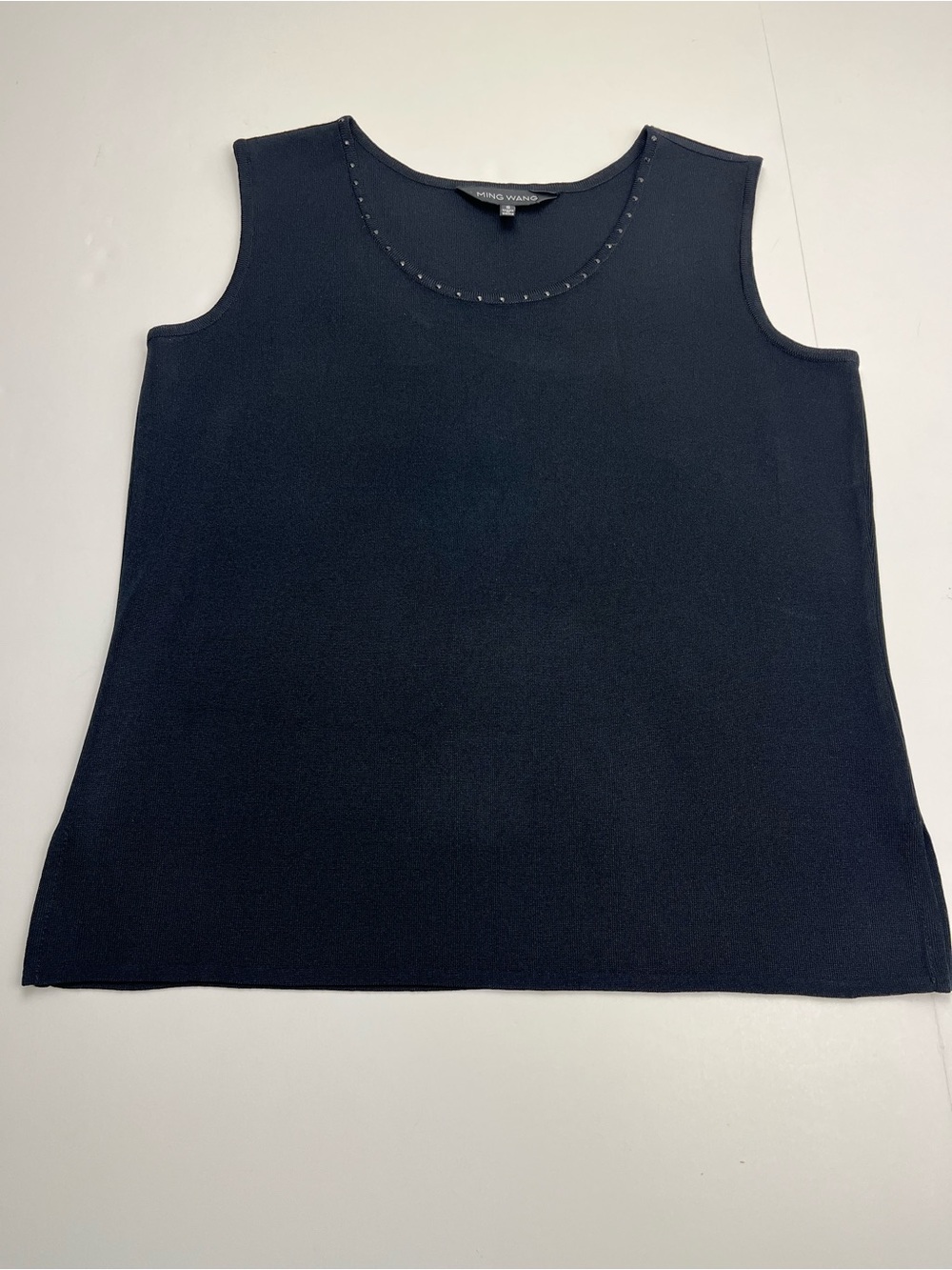 Ming Wang Black Sleeveless Knit Shell Tank Top Womens Small Office Stretch